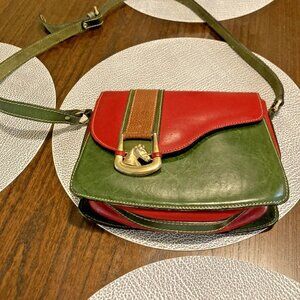 🐴💐🍷RARE - Enrico Vintage Multicolor Leather saddle Crossbody💄 1980 Italy